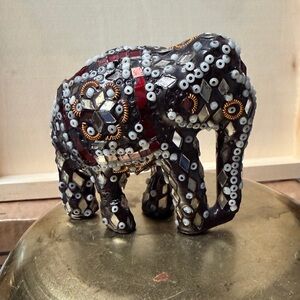 Mosaic Elephant Sculpture - Black and Red